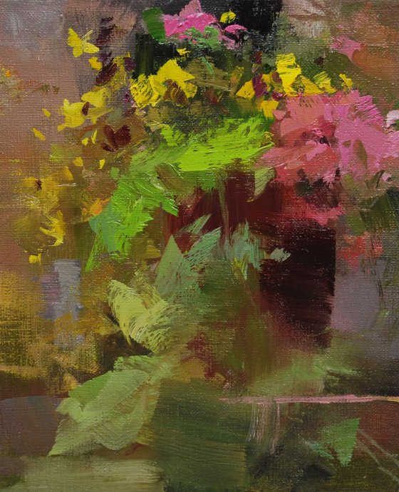 Abstract floral painting, " Garden Harvest " (128sl15)