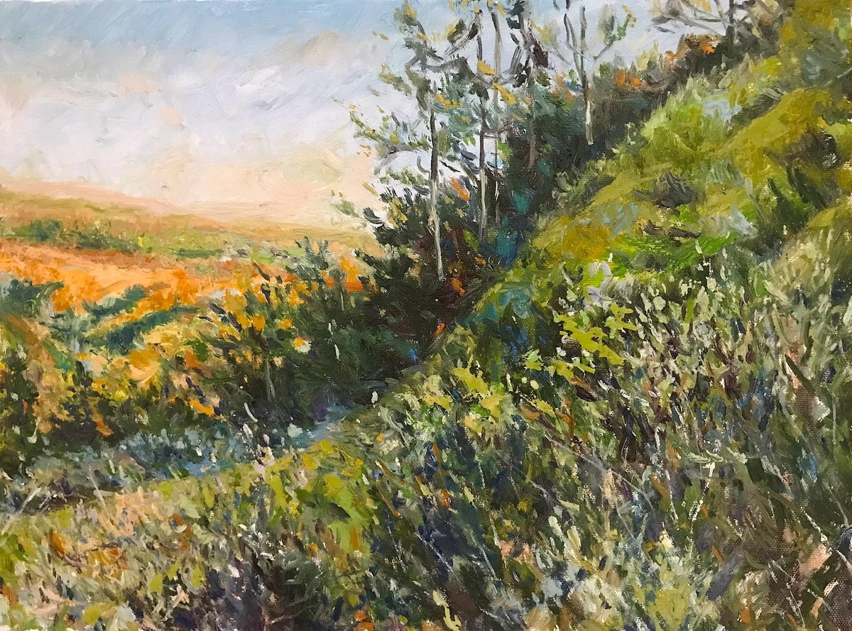 Impressionistic Landscape Oil Painting By Steven Hagy, 16 X 12", "Off Of Old National Pike", Original Artwork