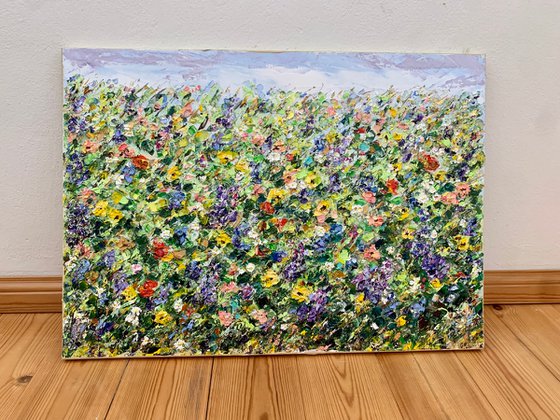 Summer flowers field