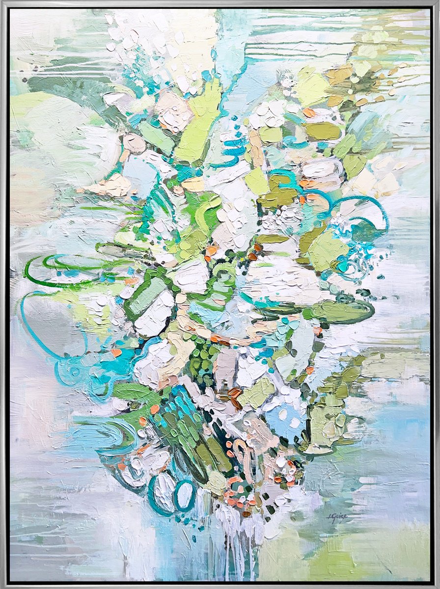Abstract Acrylic Painting By Lana Guise, 37 X 49", Minty Morning, Original Artwork