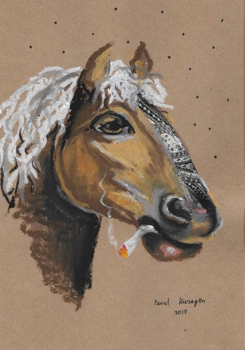 Smoking horse #2 by Pavel Kuragin