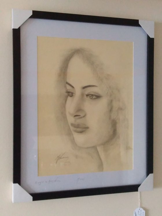 'Mimoza' drawing framed