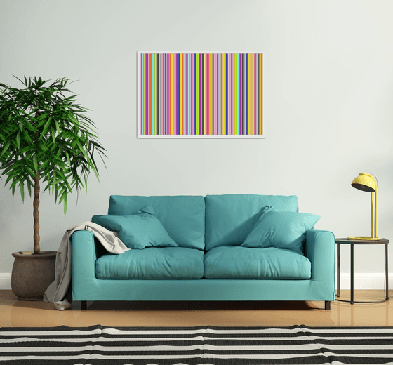 Abstraction art multi-colored yellow pink gray blue stripes