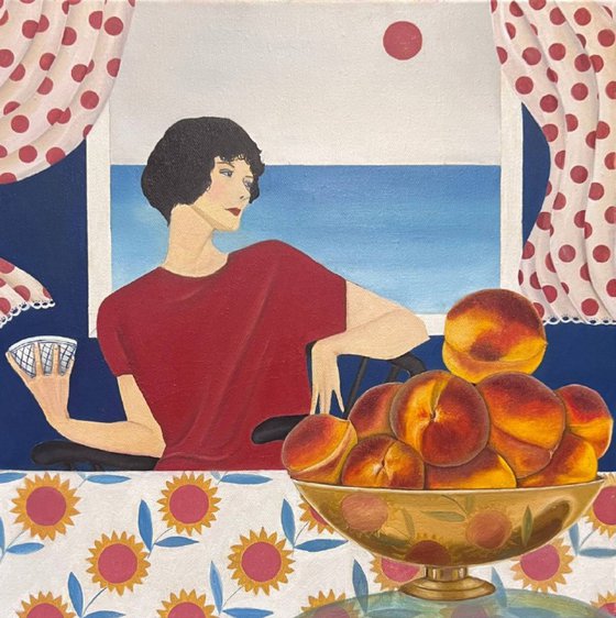The girl with peaches