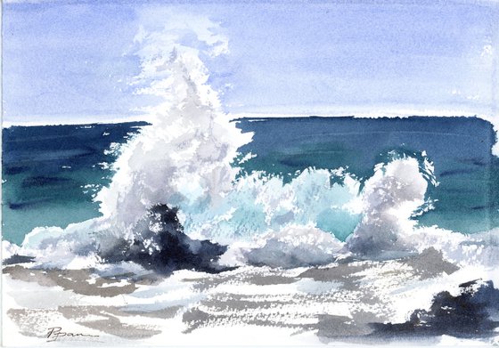 Wave crash on rock - triptych