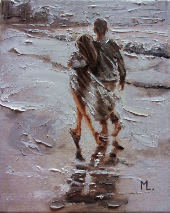 " JUST WE ... " original painting CITY palette knife GIFT