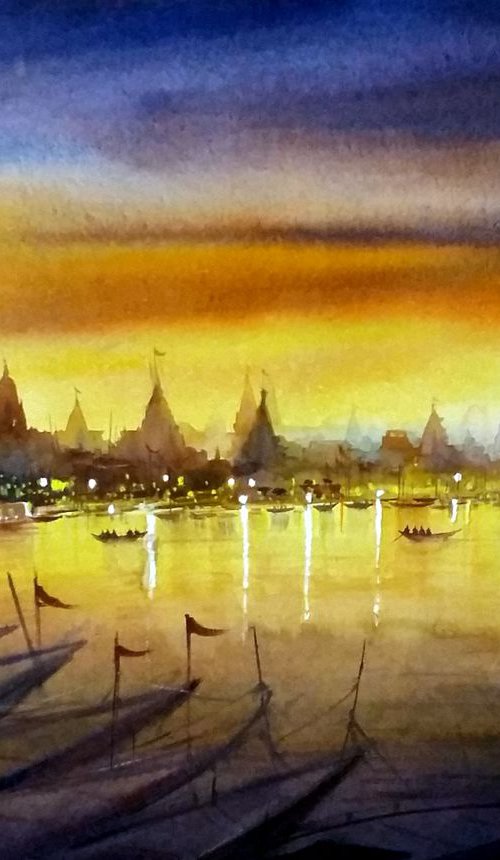 Beauty of Evening Varanasi Ghats by Samiran Sarkar