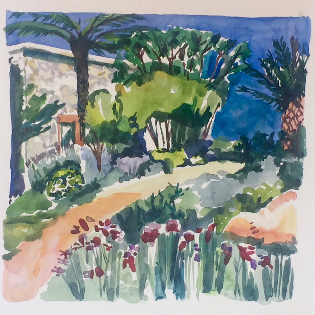 View across the landscape to a farmhouse, Menorca - Baleariac Islands by Annie Meier