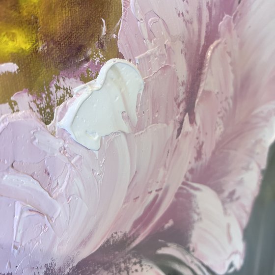 Pink Peony on Grey