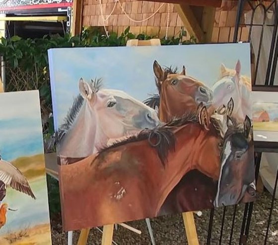 Horse Whispers - Wild American horses, equestrian oil painting