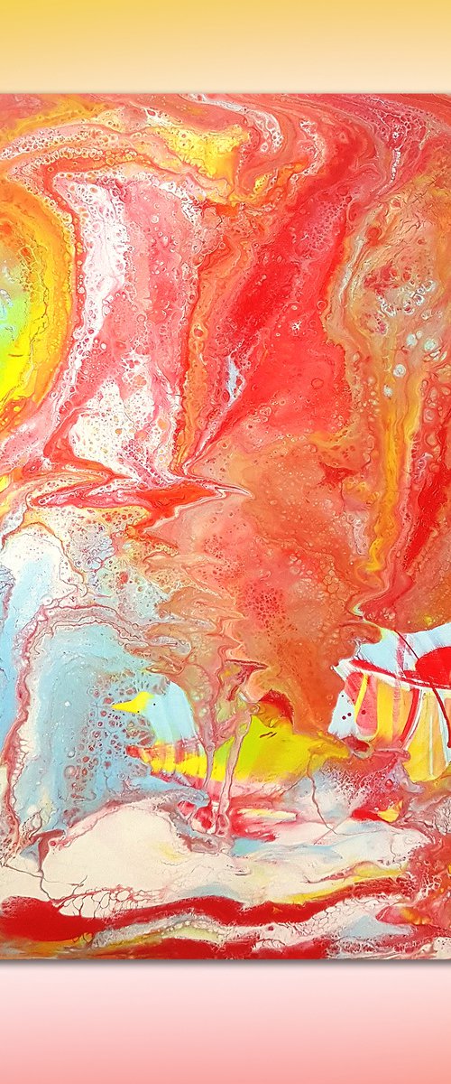 The Red Dot Art, Modern Art, Paint Pouring Art, Acrylic Wall Art, Paint Pour Abstract, Fluid Abstract Art, Fluid Acrylic Abstract by Tamy Moldavsky Azarov