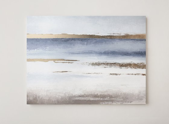 "Horizon" Blue gold abstract acrylic art