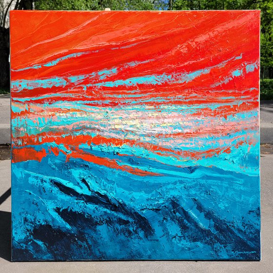 Red Sky 80×80cm