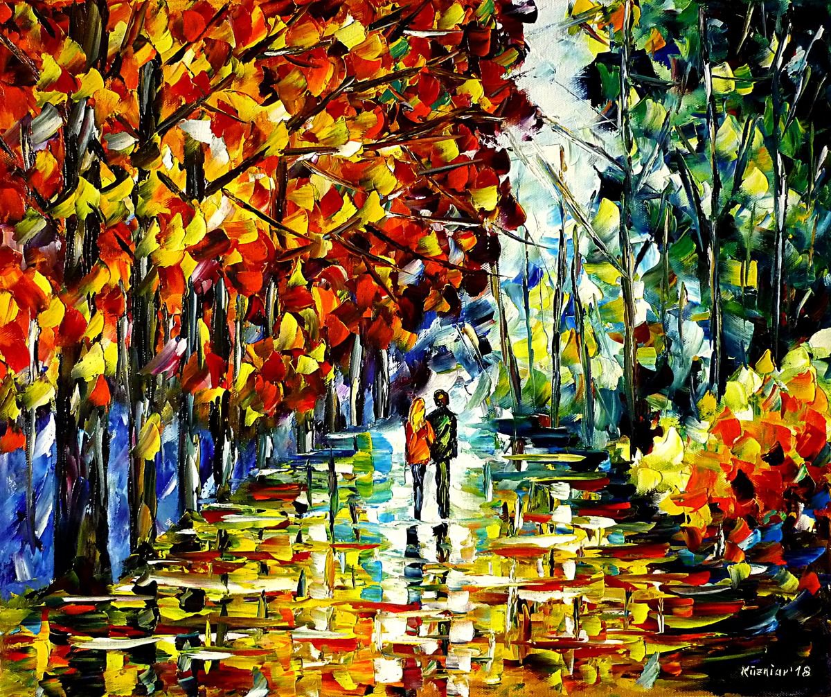 Expressive Oil Painting , Autumn Park By Mirek Kuzniar, 24 X 20, Artwork For Sale On Artfinder