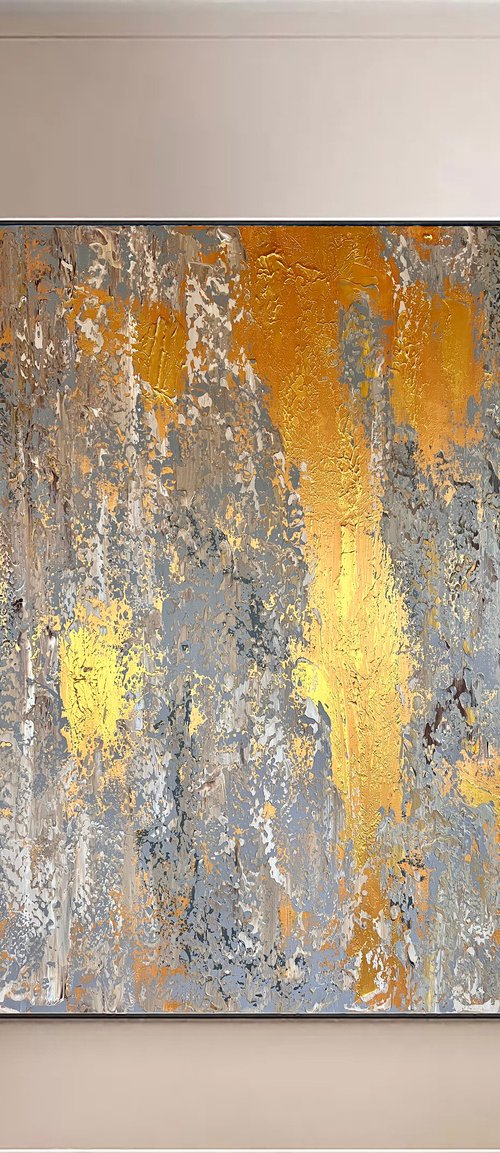 Large Golden Texture Abstraction by Marina Skromova