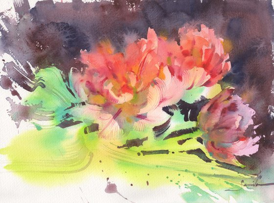 Flowers painting watercolor