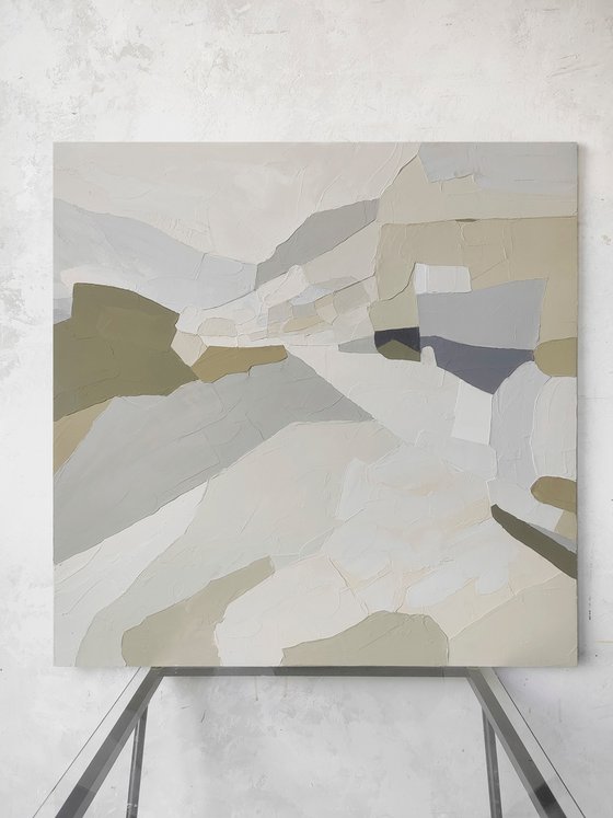 "Aura 4" Beige olive blue abstract art