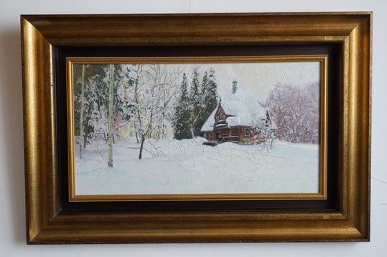 Teremok bathhouse in Abramtsevo in winter