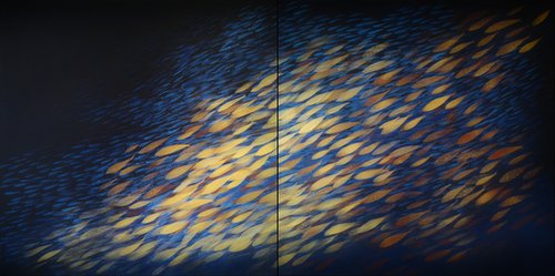 Fish nº86 / Extra large painting  #Gold series by MALGORZATA KRAKOWIAK