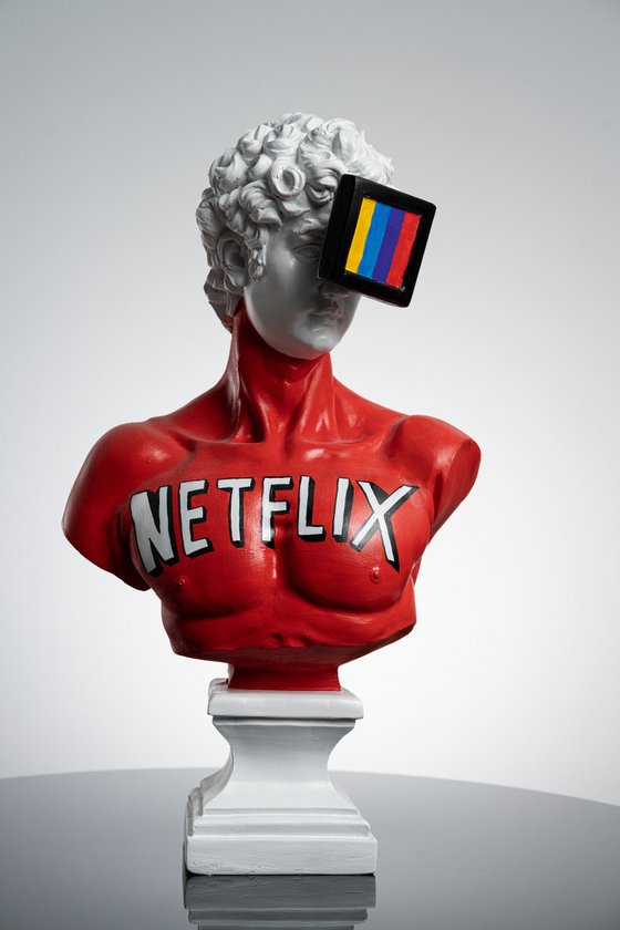 David Netflix Statue, Unseen Pop Art Sculpture
