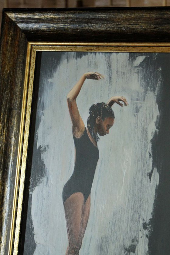 Perfect Balance, Dancer on Pointe, Ballet Oil Painting, Ballerina, Framed  Art