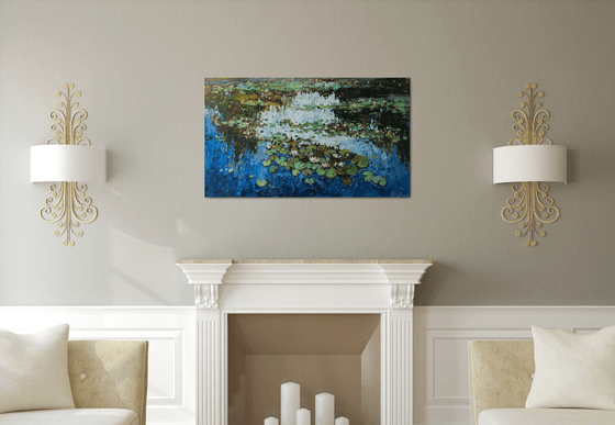 White Water Lilies - Impasto Original Oil painting