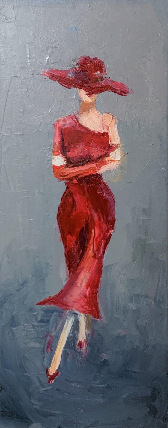 Woman in red.