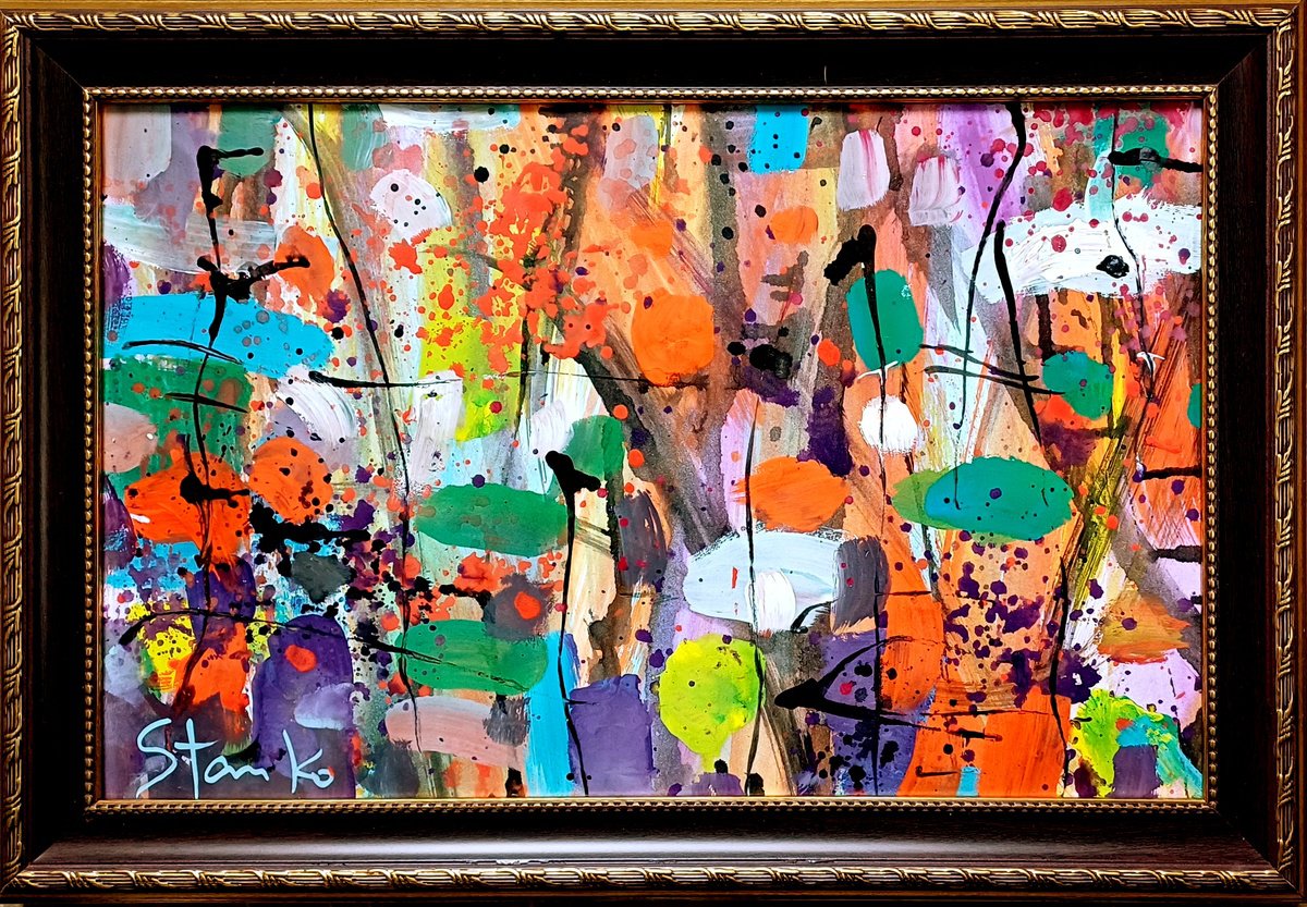 Abstract Acrylic Painting By Stanislav Bojankov, 19 X 13", Summer Jazz-Iii, Original Artwork