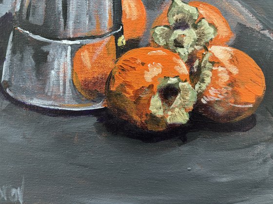 Persimmon and Vintage Coffee Pot