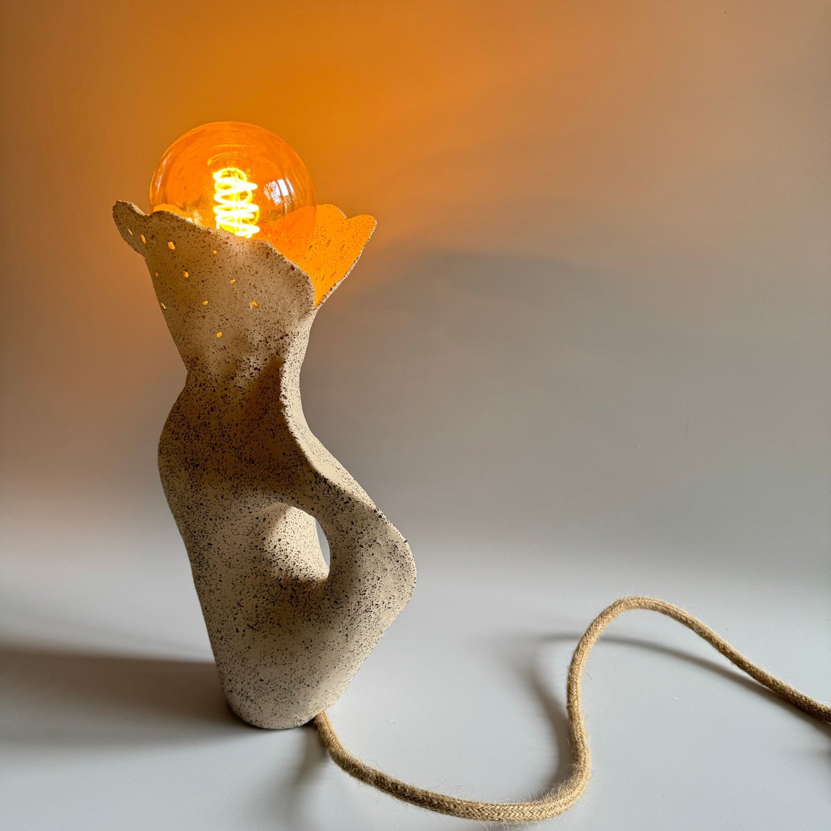 Organic Abstract Clay Sculpture By Ceramicabeli Alexandra Beliba, 8 X 14, Rustic Lamp, Original Artwork