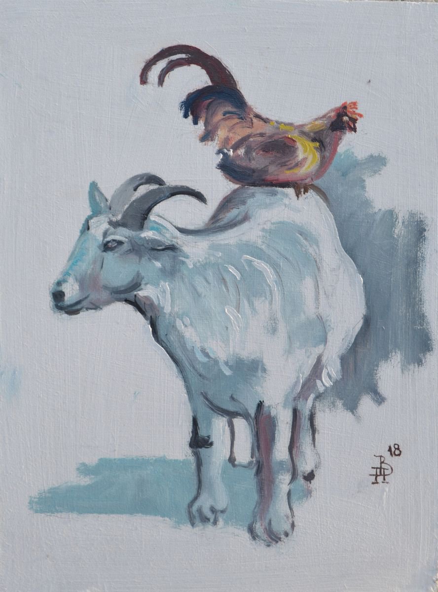 Rooster on a goat by Vitalii Panasiuk