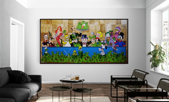 The Supper 240cm x 120cm Money Last Supper Book Page Urban Pop Art