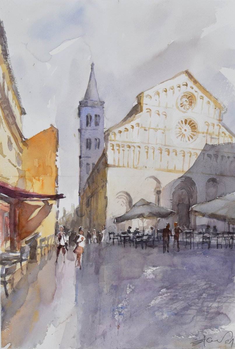 Zadar ,  Cathedral of St. Anastasia , Croatia by Goran Zigolic Watercolors