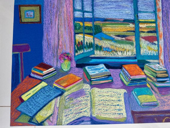 Interior with Books and an Open Window