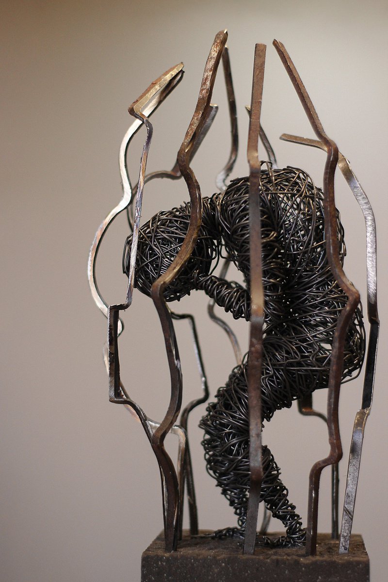 Expressive Portrait Sculpture By Karen Axikyan, 5 X 16", Vacuum, Original Artwork