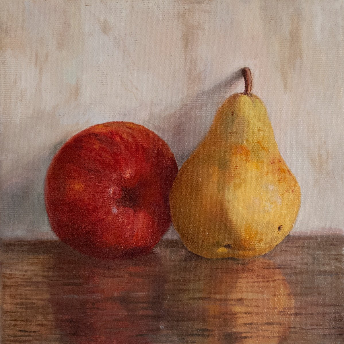 Photorealistic Oil Painting , Apple &Amp; Pear By Nikola Ivanovic, 8 X 8, Artwork For Sale On Artfinder