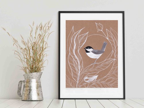 Lovely day with bird chickadee by Olha Gitman