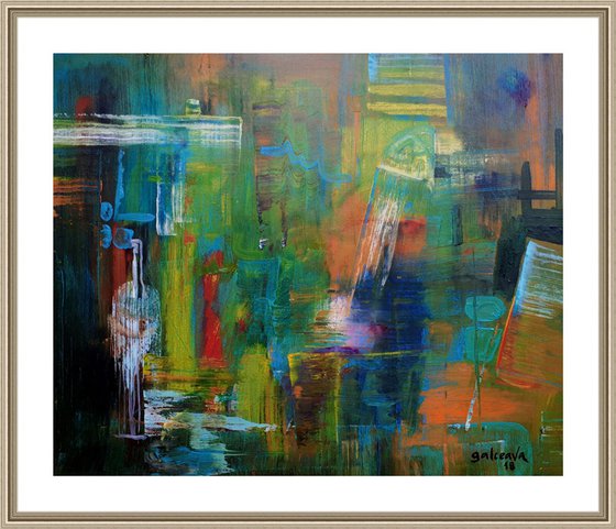 Dark Light, original abstract painting, modern art, ready to hang 60x50 cm, oil canvas