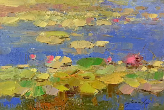 Waterlilies, Original oil Painting, Impressionism, Handmade artwork, One of a Kind