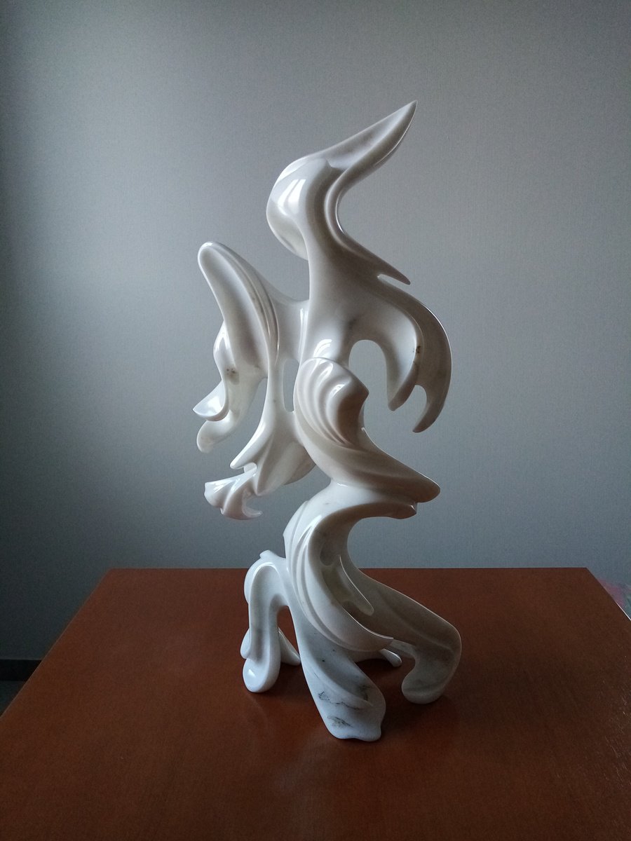 Abstract Stone Sculpture By Massimiliano Capraro, 13 X 28", Free Forms, Original Artwork