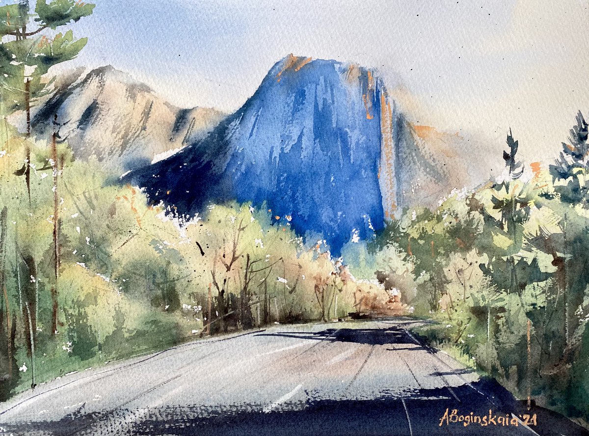 El Capitan - original watercolor landscape by Anna Boginskaia