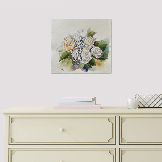 White Roses in watercolor