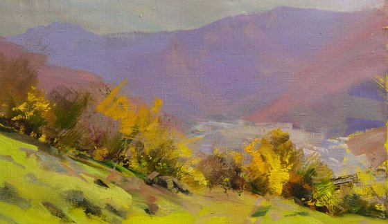 Oil landscape art on canvas - Autumn Sound II