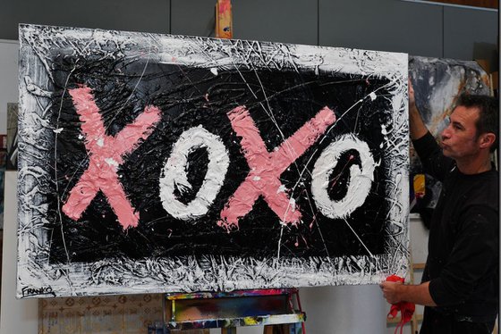 Kisses and Hugs 160cm x 100cm Huge Texture Urban Pop Art