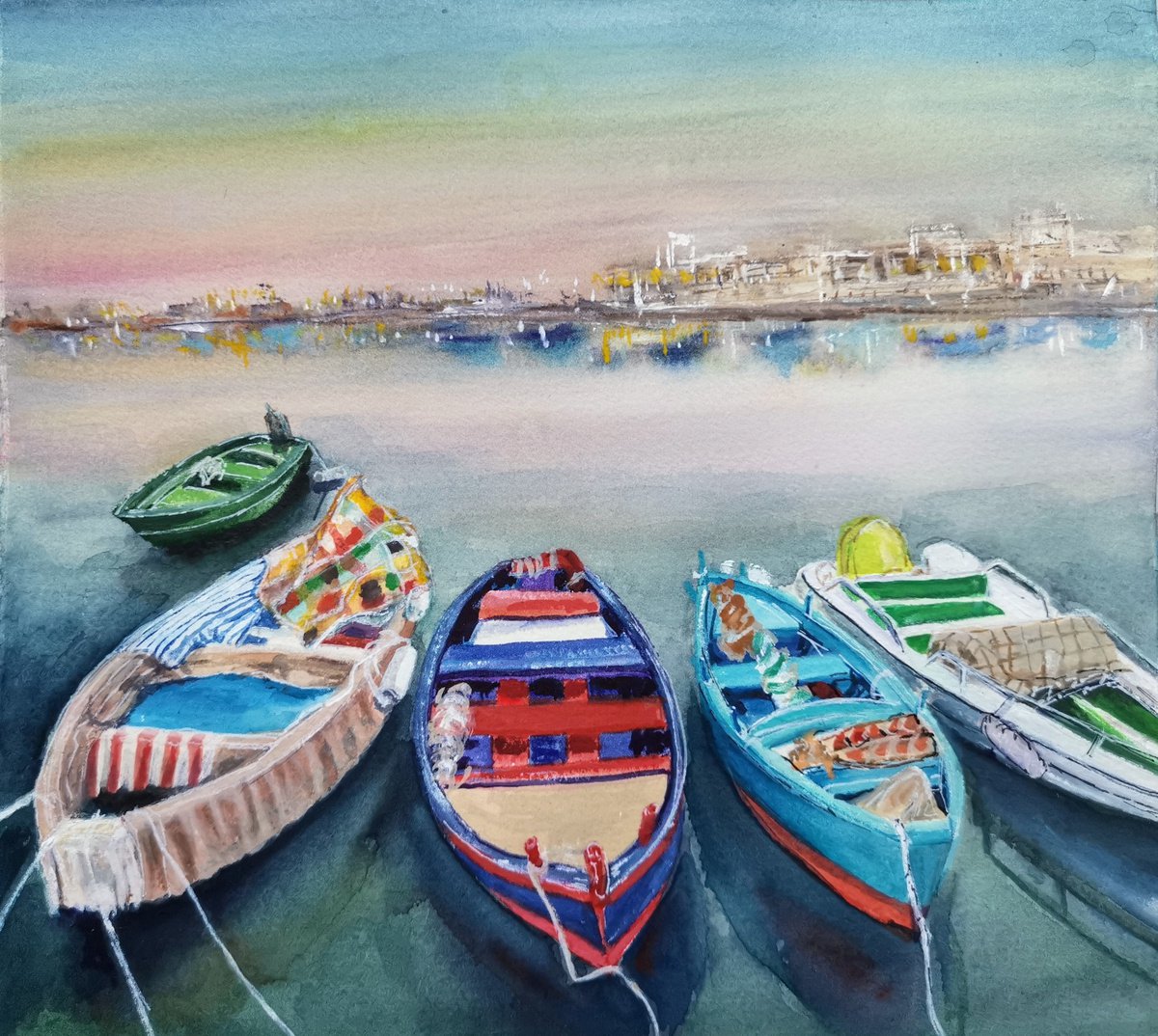 Boats in Bari by Elina Venkova