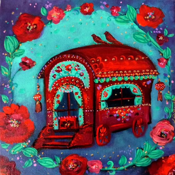 The enchanted caravan 20 x 20 cm