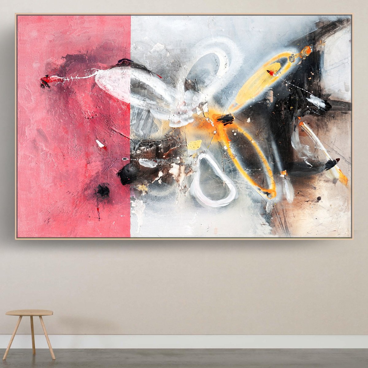 Organic Abstract Painting By Adriano Ribeiro, 47 X 31, Cave Fingerprint, Original Artwork