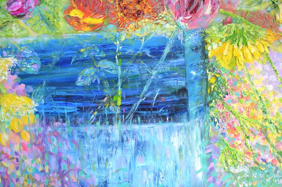 Sunflowers,Stocks and Roses Oil Painting