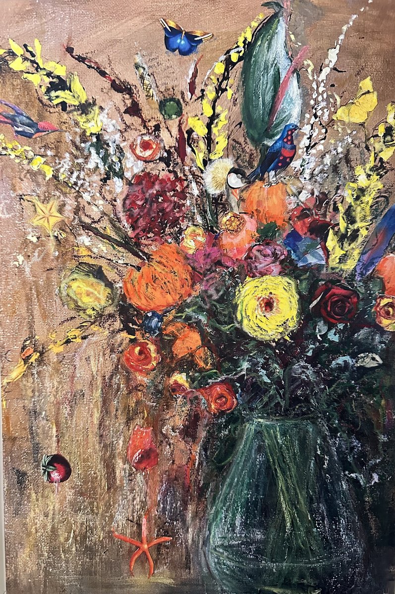Impressionistic Painting , Flower And Collage By Clare Hoath, 18 X 26, Artwork For Sale On Artfinder