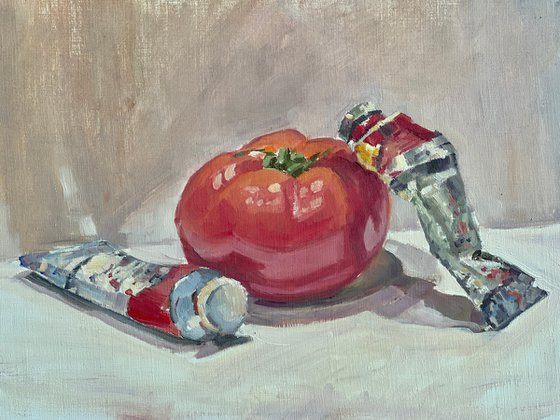 Tomato and red paint